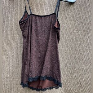 Animal Print LaceTrim Adjustable Spaghetti Strap Lounge Sleep Tank L